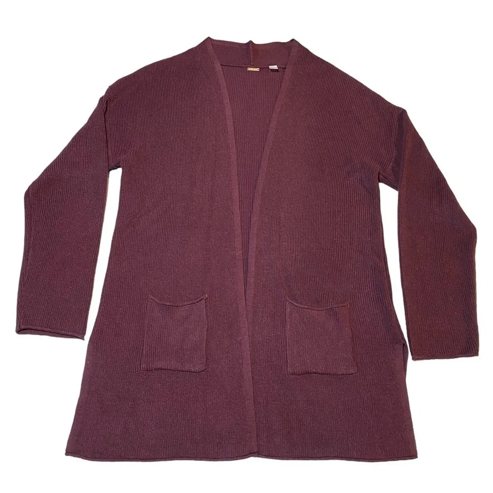 T Tahari Burgundy Cardigan open front 6% cashmere woman’s size large